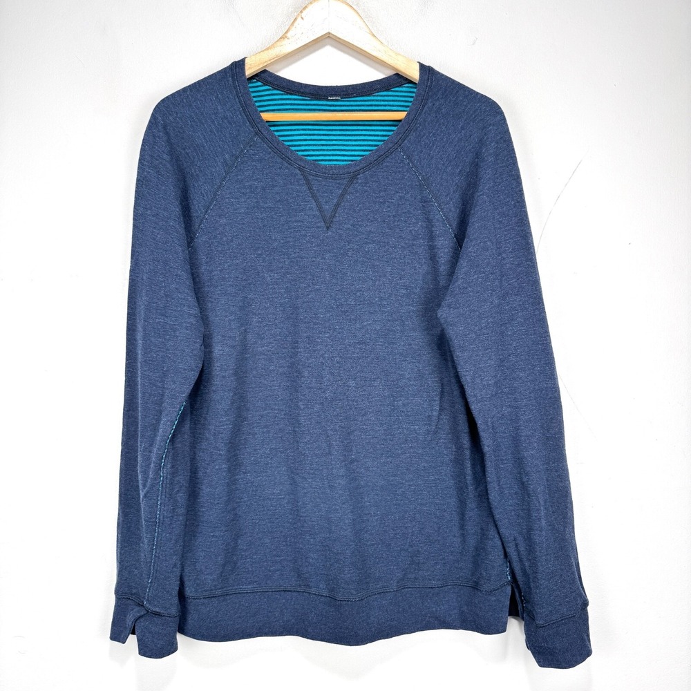Lululemon Performance Long Sleeve Shirt Men Large Navy Blue Stretch Active Gym‎